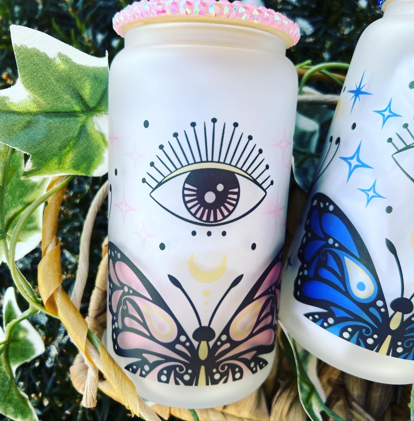 Butterfly Evil eye Frosted Can