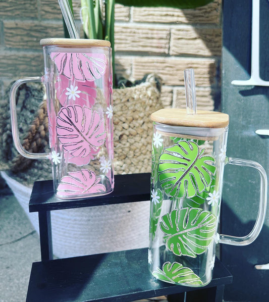 Monstera Square Glass Can