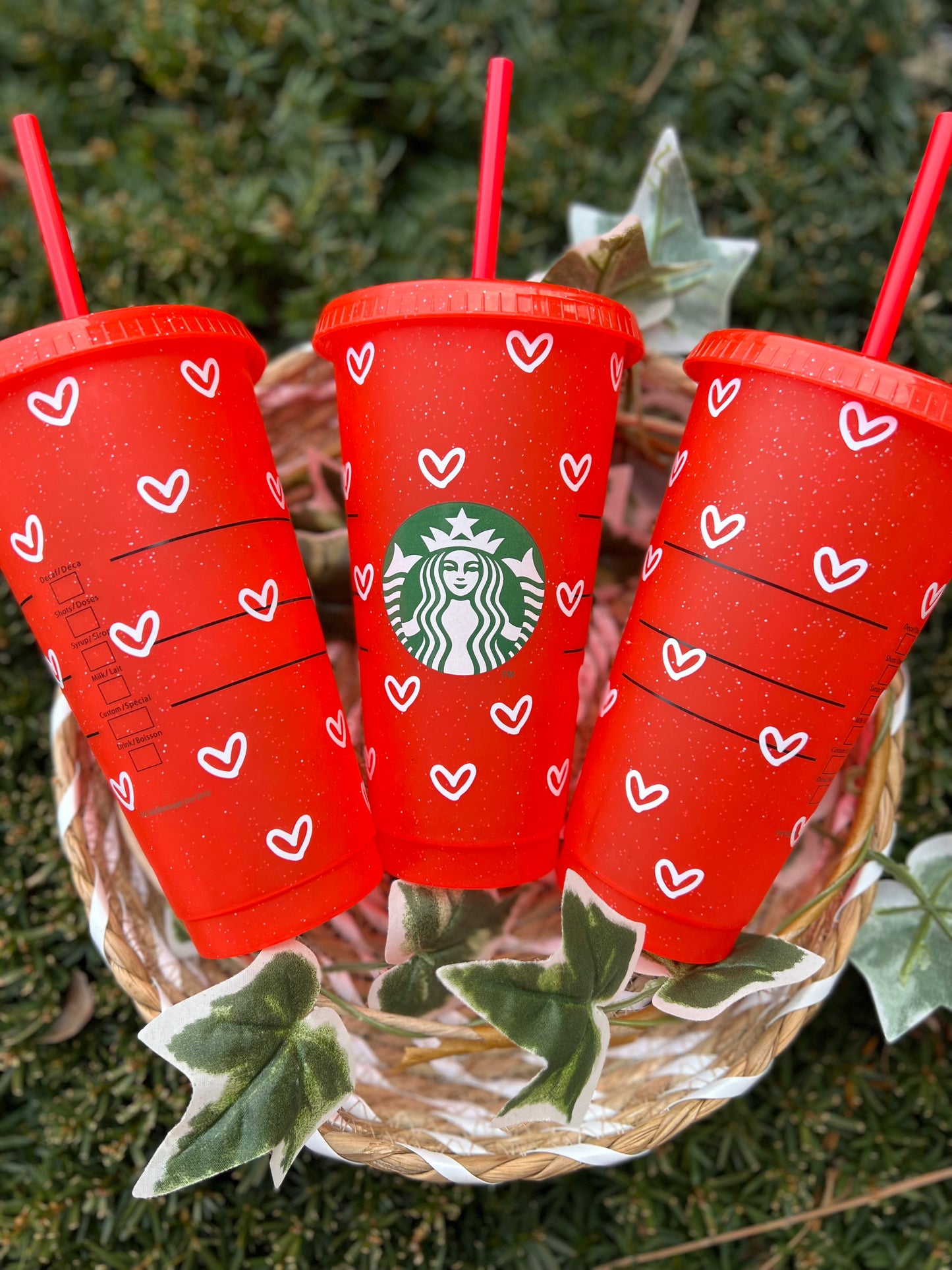 Hearts glitter Red Cup