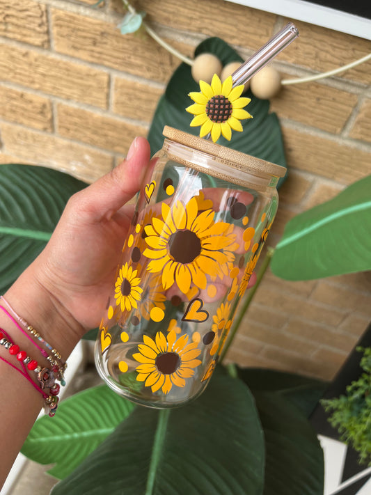 Sunflowers Glass Can