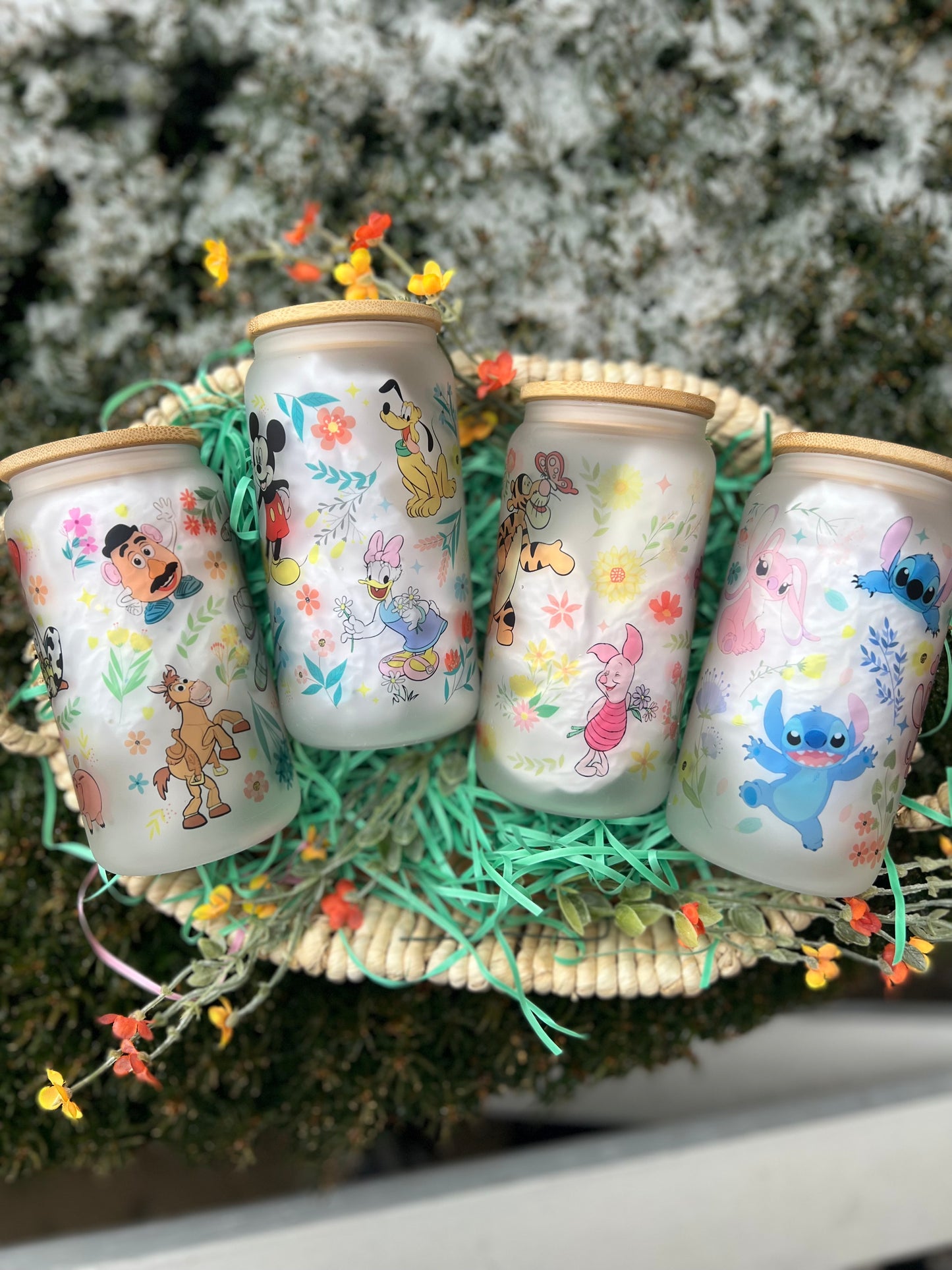 Spring Friends Glass Can