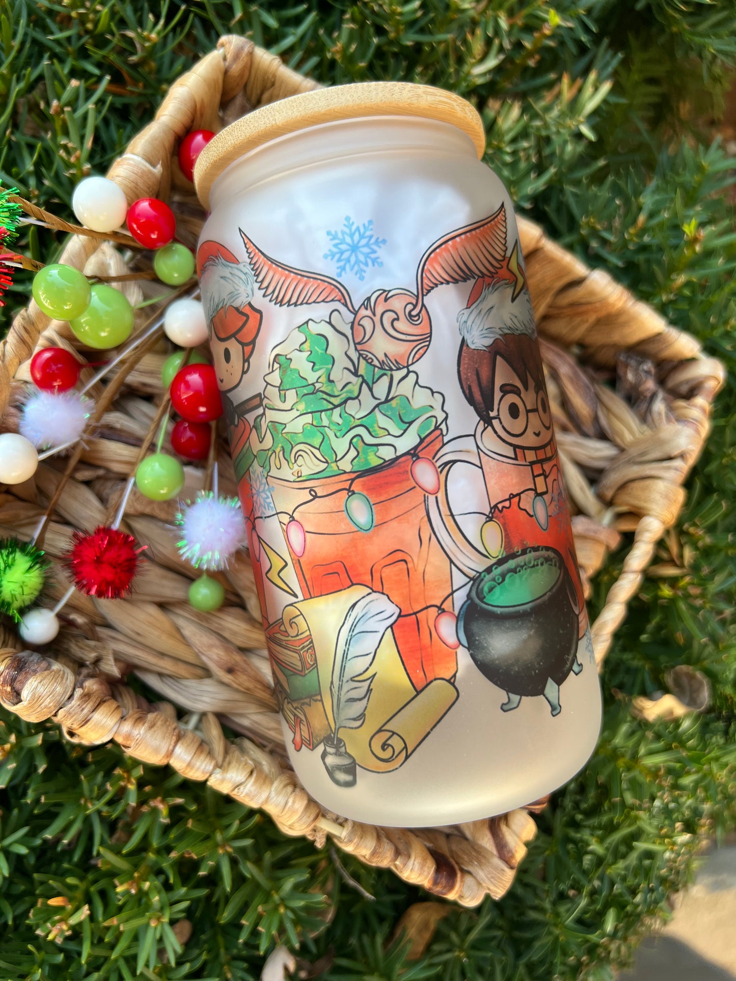 Wizard Christmas Latte Glass Can