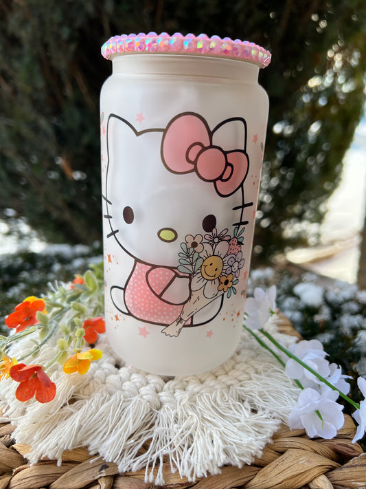 Cat floral frosted Can