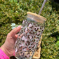 Pink CheetahPrint Glass can