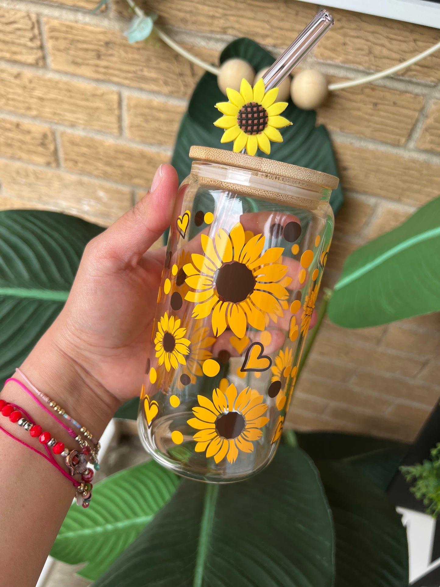 Sunflowers Glass Can