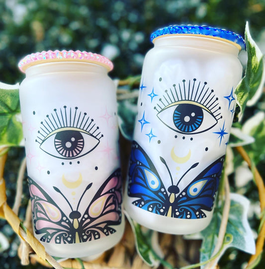 Butterfly Evil eye Frosted Can