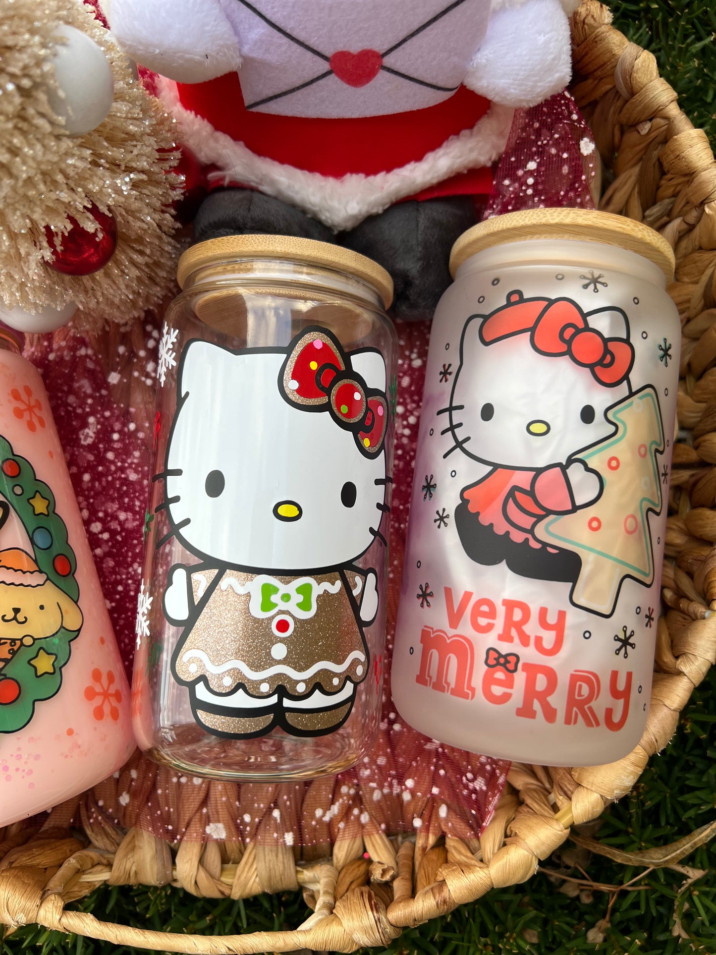 Cute Kitty Christmas Glass Can