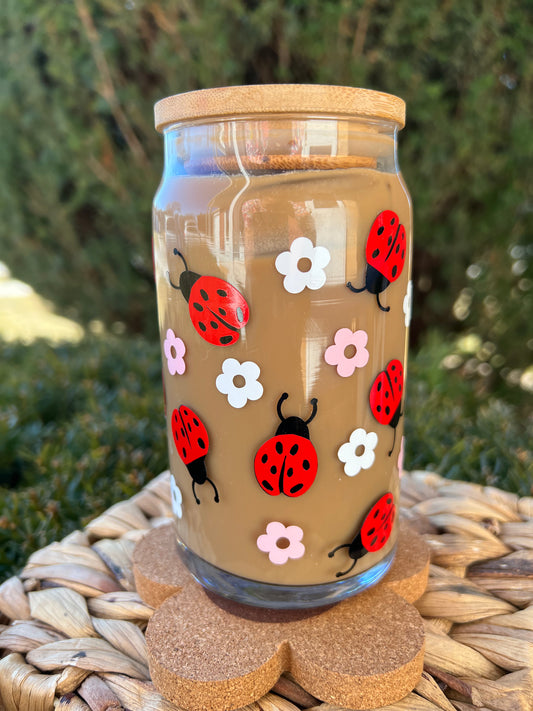 Lady bug Glass can