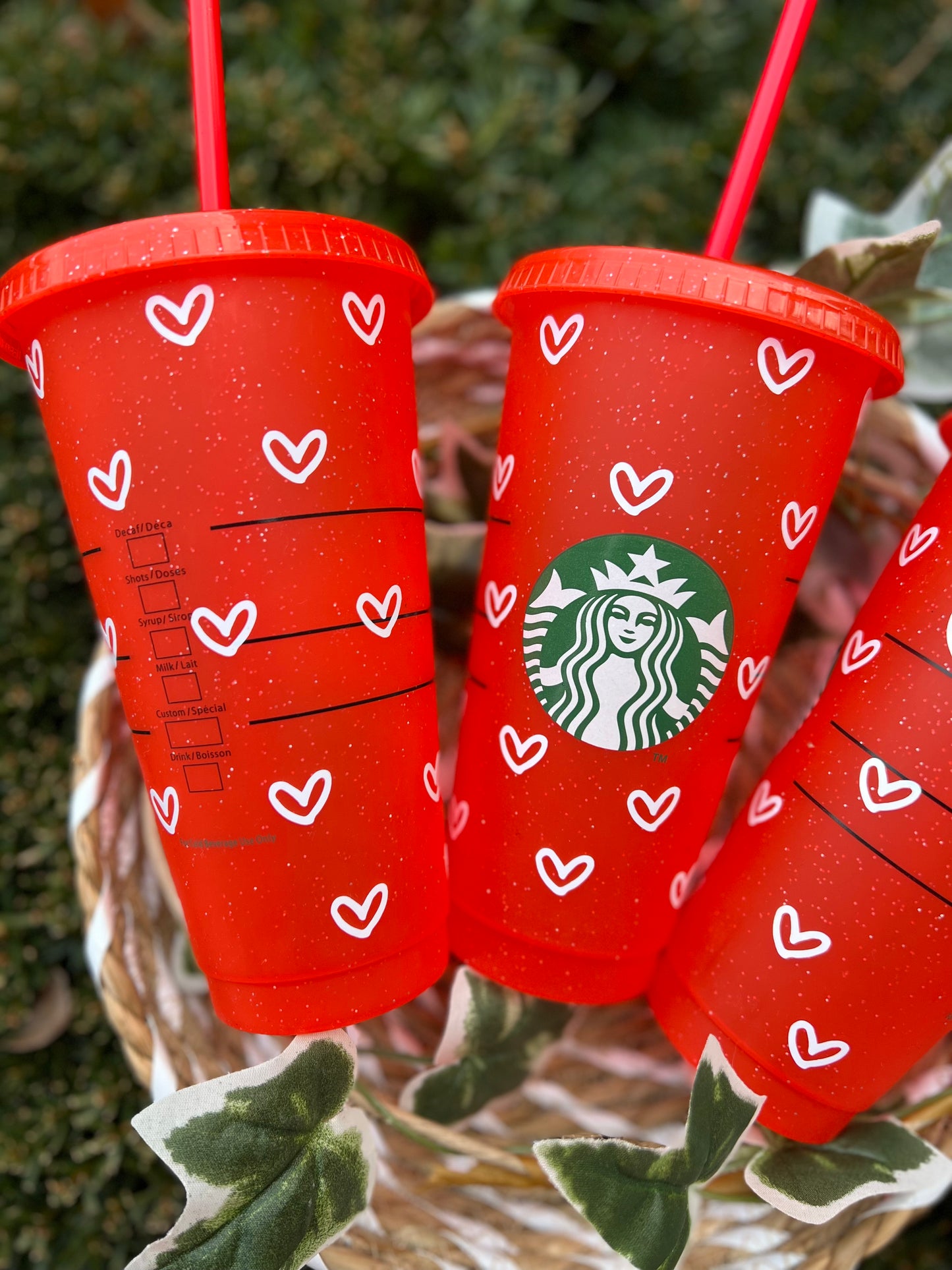 Hearts glitter Red Cup