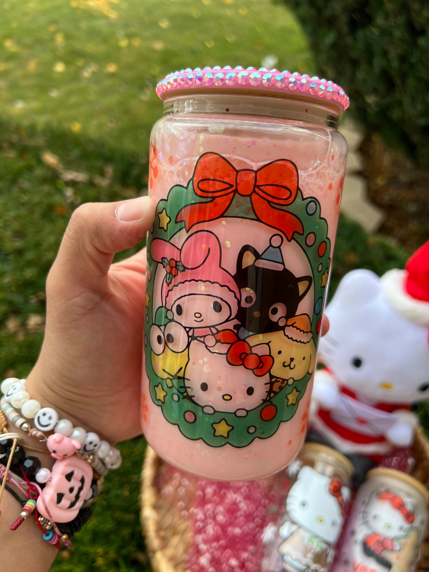 Cute Kitty Christmas Glass Can