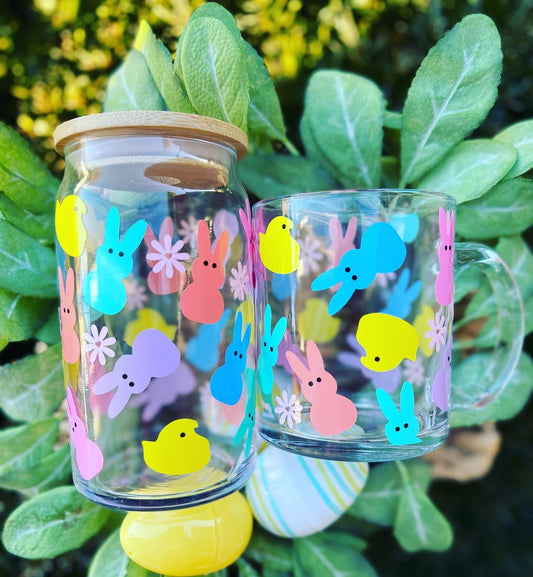 Easter Peeps Mug| Glass can