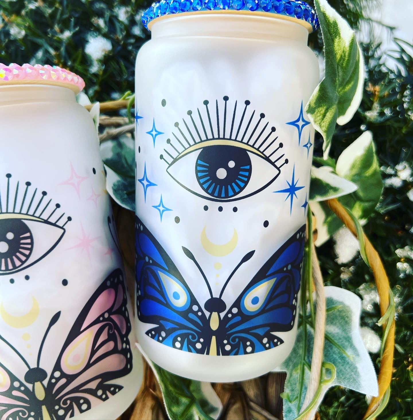 Butterfly Evil eye Frosted Can