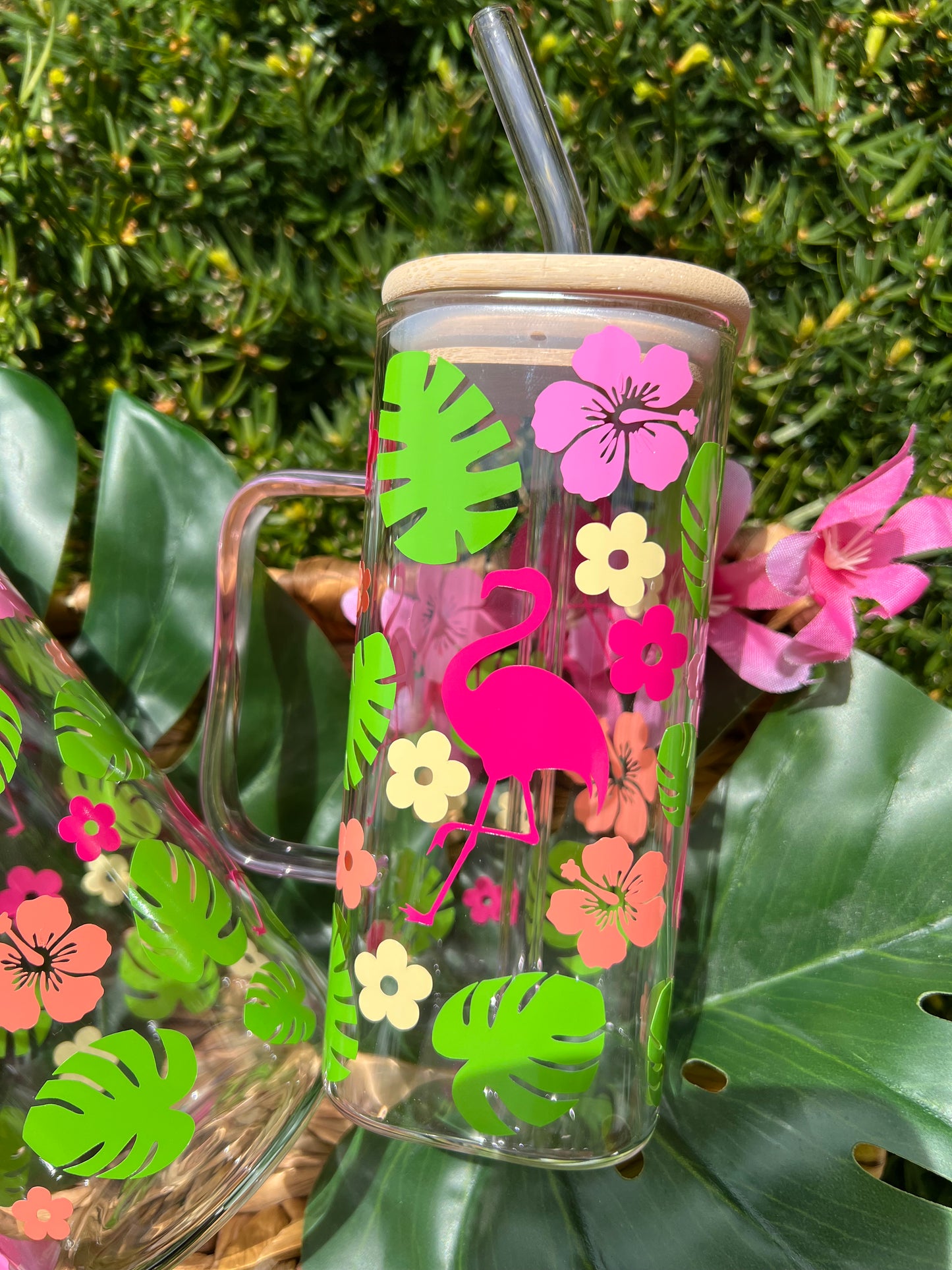 Flamingo Glass Can